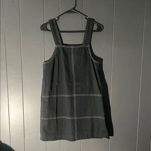 Black Pinafore Dress with White Stitching
